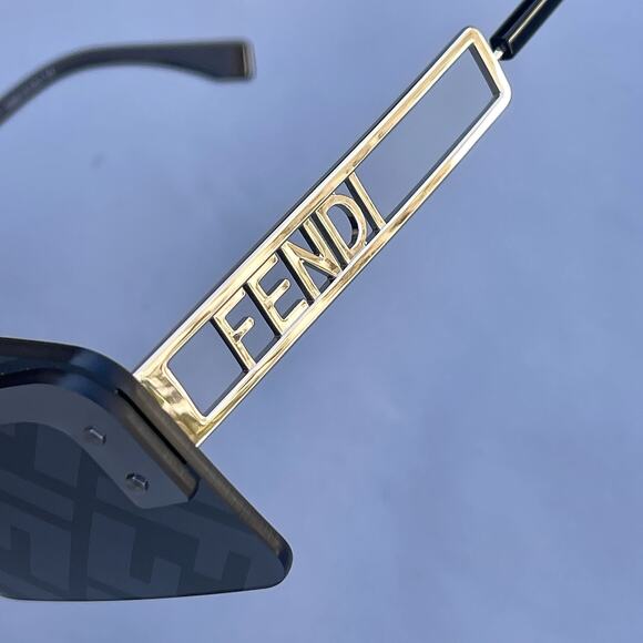 NEW Fendi Metal Acetate FF Shield Sunglasses FE40023U Shiny Smoke Mirror main image 5